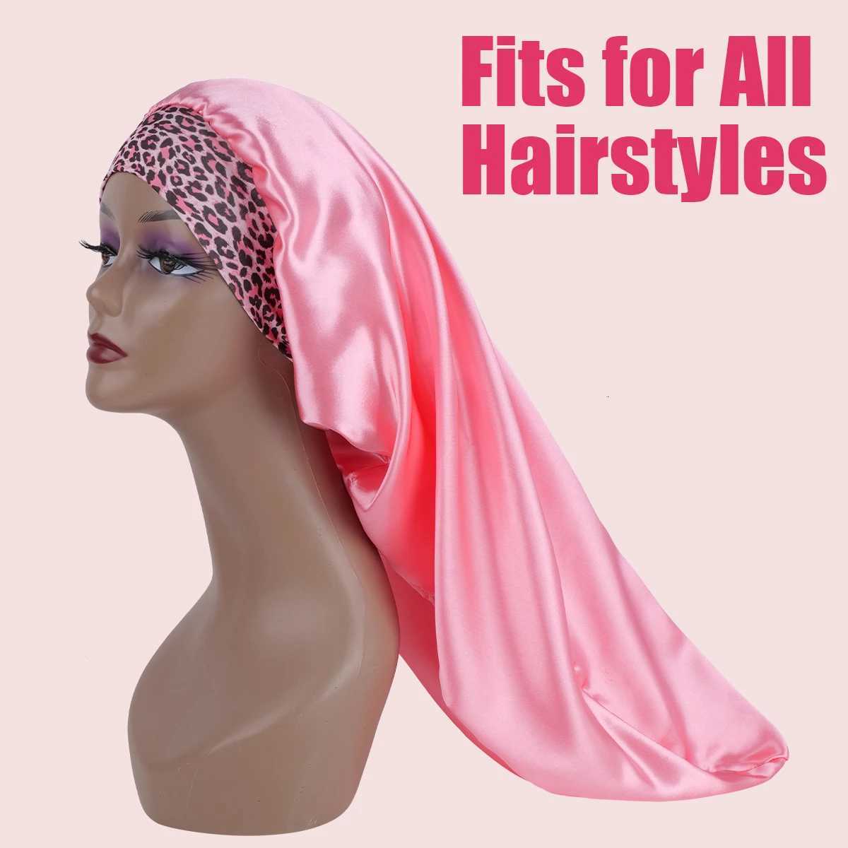 2024 Womens Extra Long Satin Sleep Bonnet - Oversized Elastic Hair Turban with Adjustable Ribbon Breathable for Curly/Natural Hair Z250808
