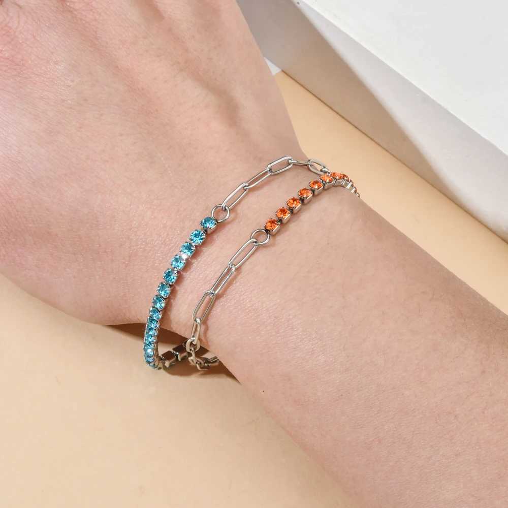 3MZY Luxury Crystal CZ Tennis Bracelet Bangle for Women Classic Stainless Steel Chain Bracelets Wedding Fashion Jewelry Gift Z250807