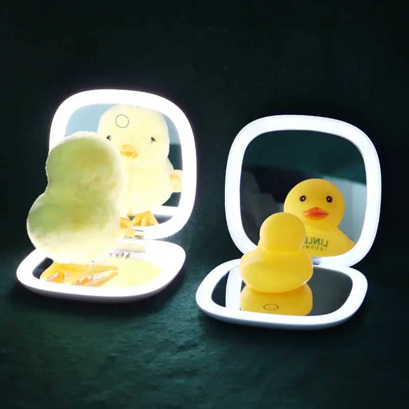 USB Rechargeable Folding Portable LED Makeup Mirror Touch Screen Dimming Handheld With 10X Magnification Travel Cosmetic Mirrors Z250807