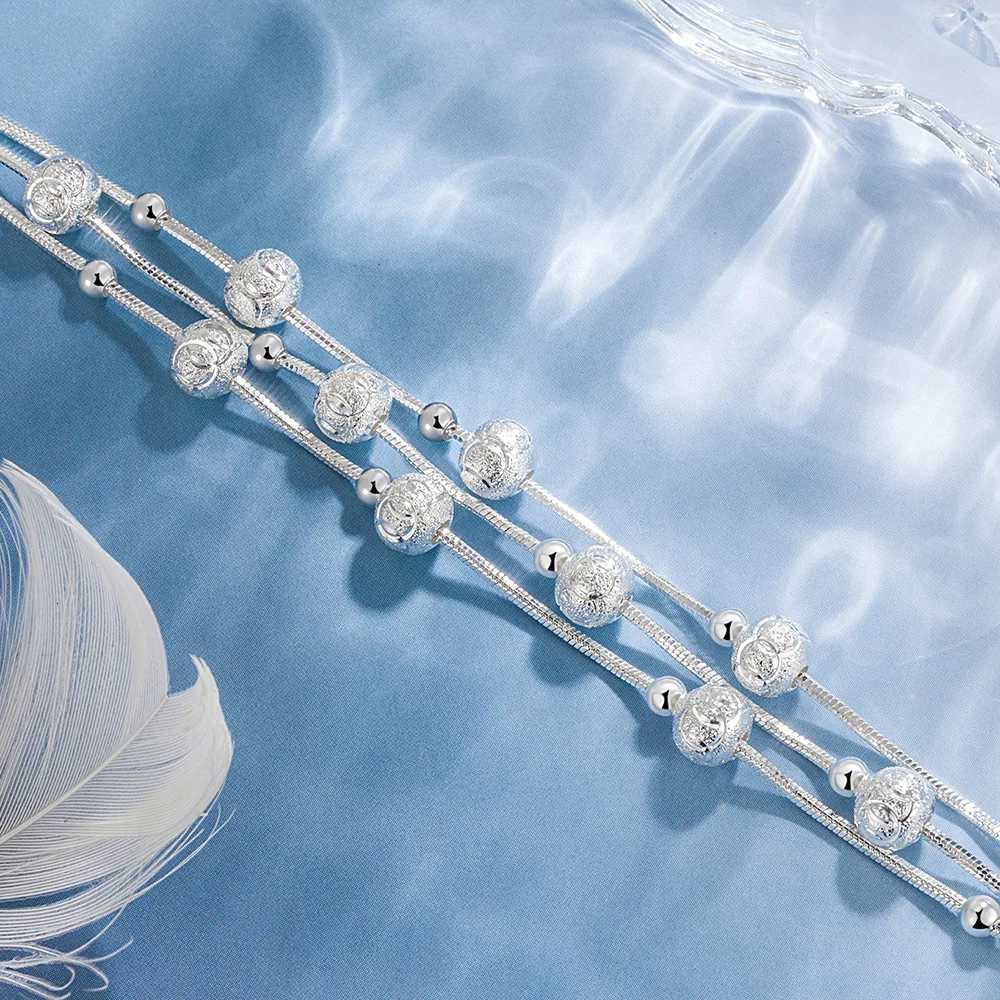 925 Sterling Silver Lucky Beads Bracelets For Women Vintage Korean Double Layered Adjustable Chain Bracelet Luxury Party Jewelry Z250807