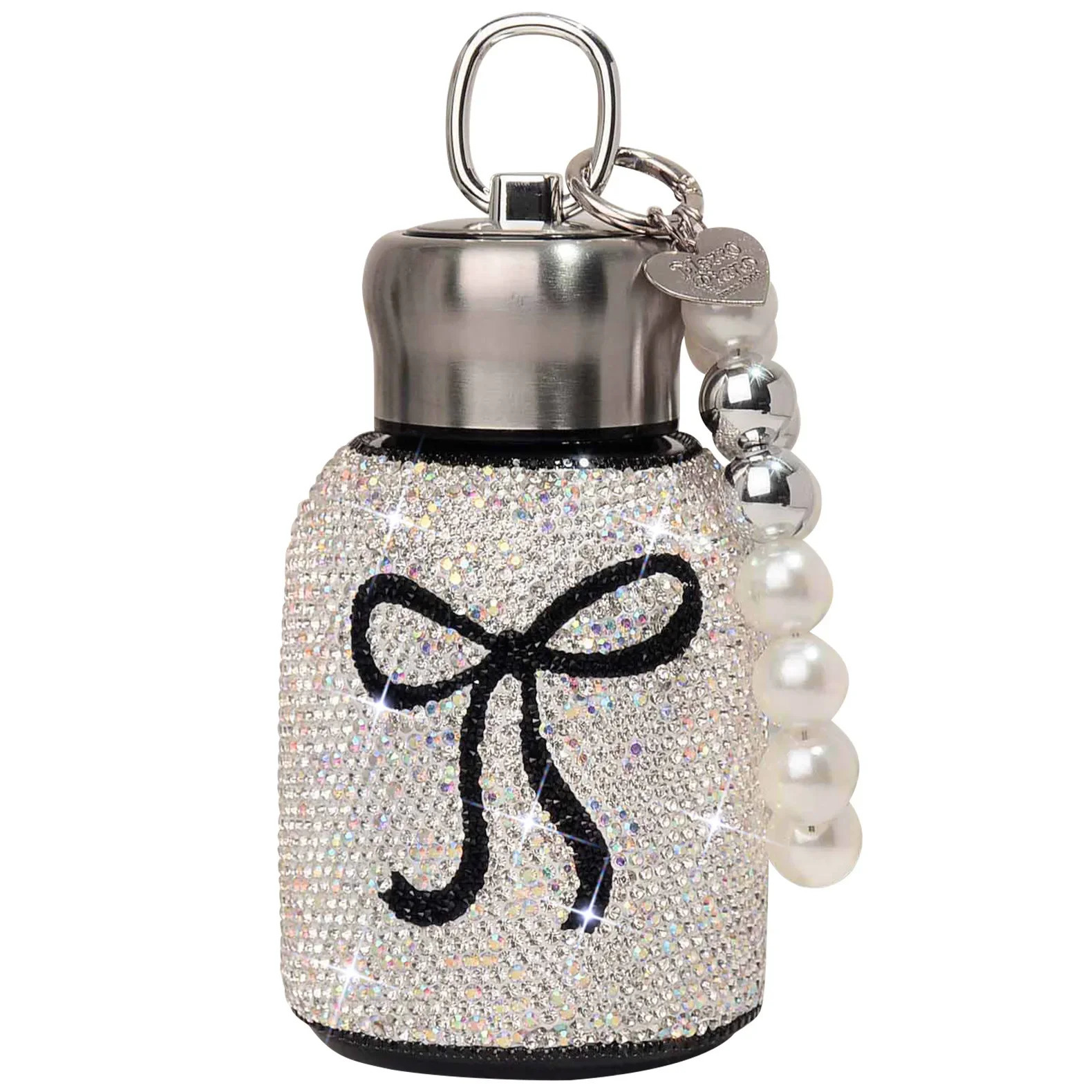High Aesthetic Diamond Studded Insulated Cup Luxurious Portable 304 Stainless Steel Handheld Bow Vacuum Car Water 250808