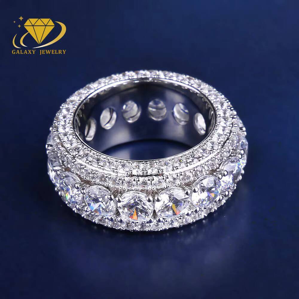 Hip Hop Jewelry Custom Rings 18k Gold Plated 925 Sterling Silver Moissanite Rings Cuban Link Ring for Men