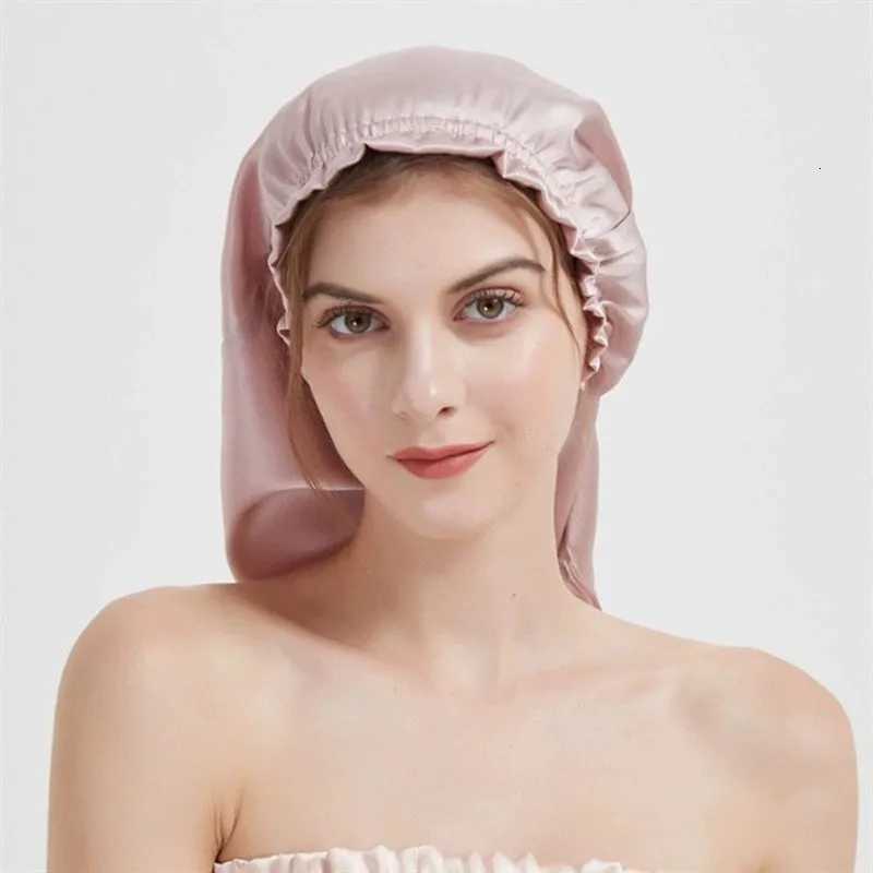 Mulberry Silk Sleep Cap for Long Hair Bonnet with Soft Elastic Band for Women Hair Care Z250808