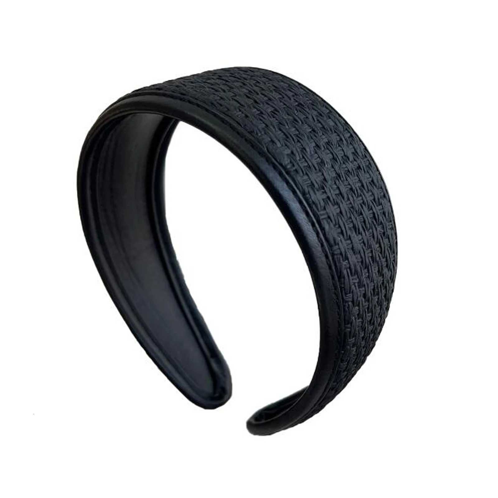 PROLY New Fashion Hairband For Women Solid Color Handmade Woven Band Wide Side Tuan Adt Hair Accessories Summer Y250808