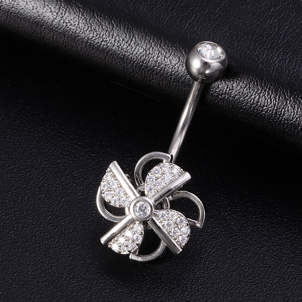 Rotating zircon inlaid navel ring, stainless steel rod, navel nail, perforated human body accessory, navel buckle accessory manufacturer