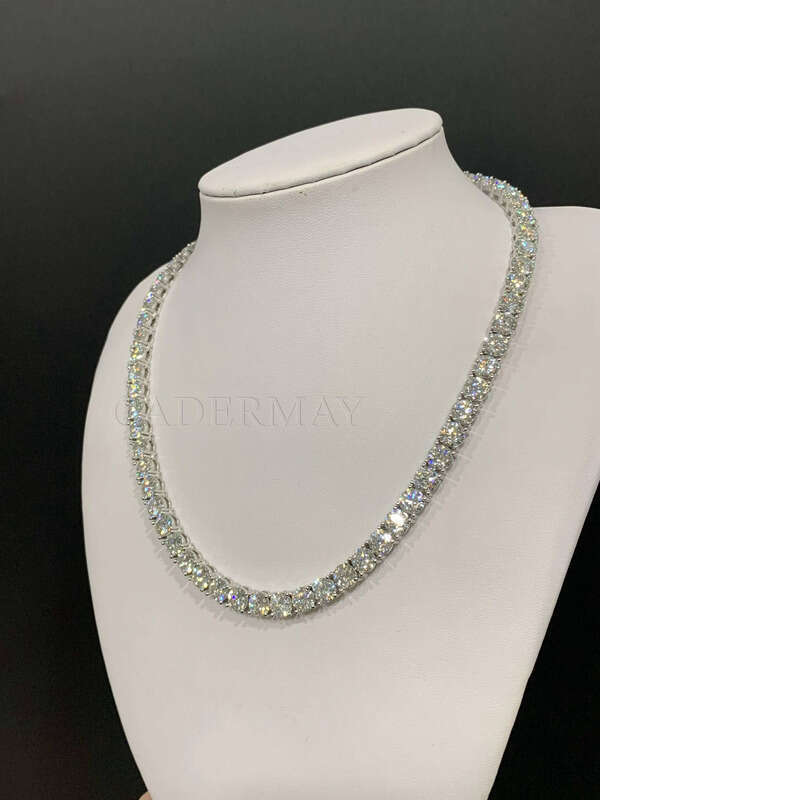 Iced Out Sterling Sier 6mm D VVS Tennis Necklace Moissanite Chain for Hip-Hop Jewelry