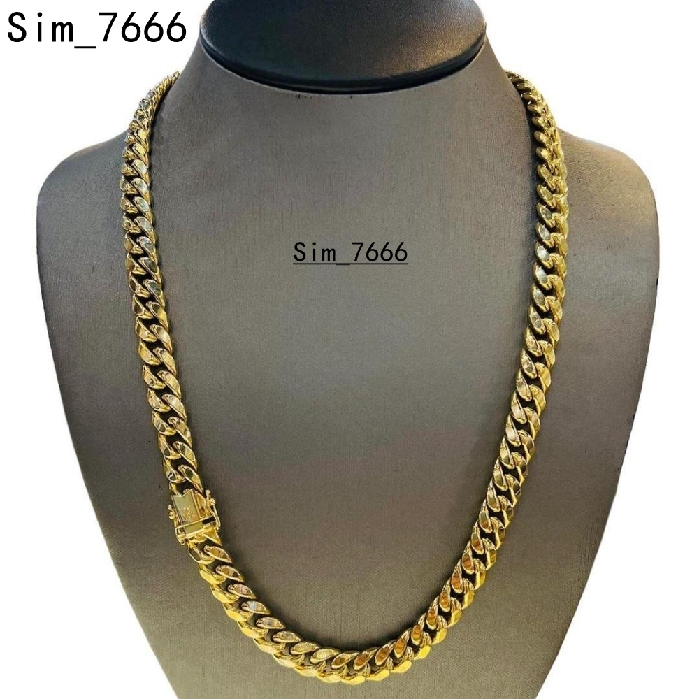 Custom High Quality Miami Cuban Link Chain Necklace 14k 18k Men Gold Plated S925 Silver Gold Cuban Link Chain