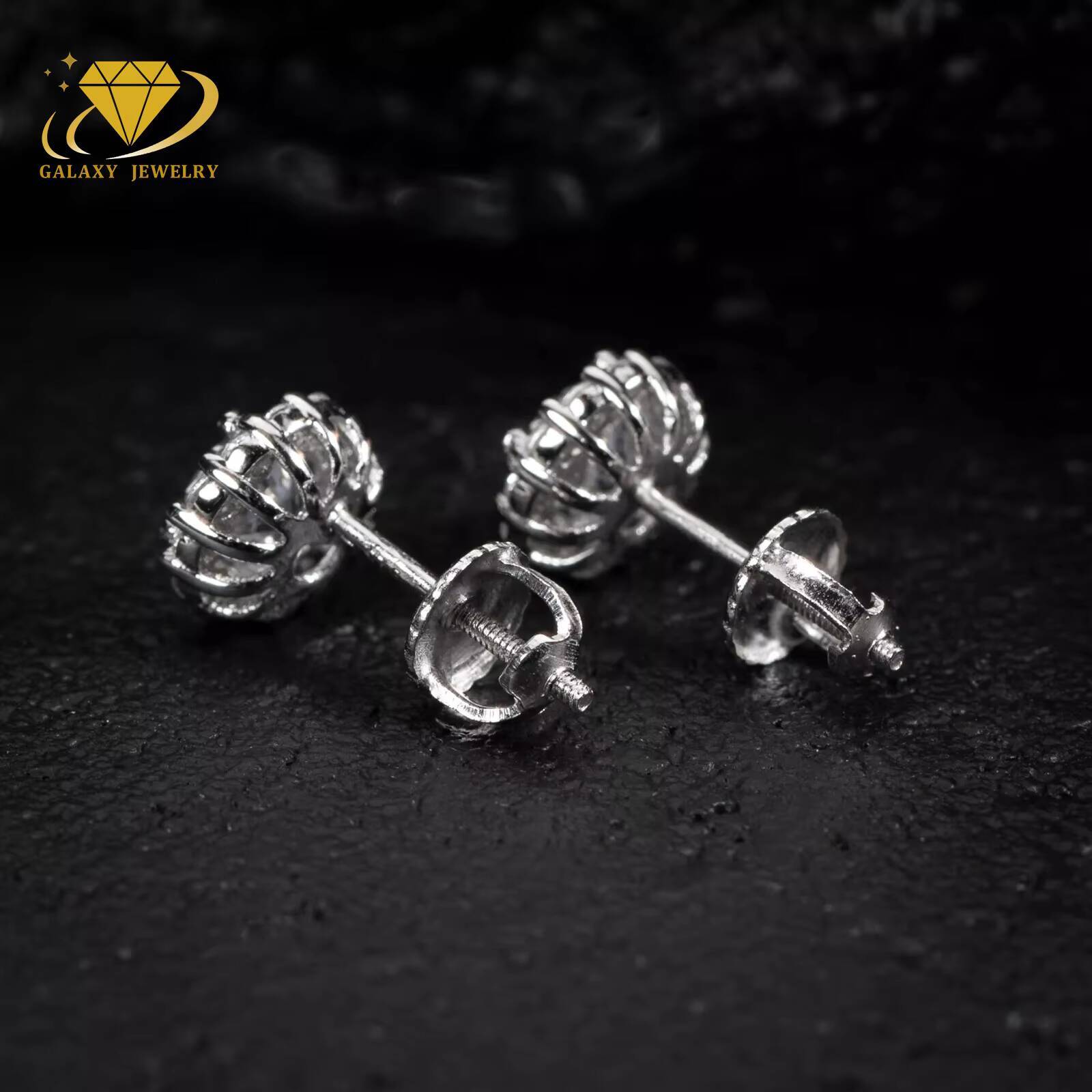Fine Stud Earrings Vvs Diamond Round Cut Small Halo Mens WomenS Flower Earrings 925 Sterling Silver Hip Hop Earrings Stud