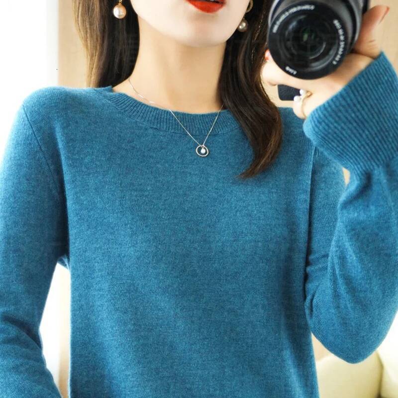 Autumn And Winter Cashmere Sweater Crew Neck Pullover Casual Knitted Top Women's Short Undercoat Fashion 18 Colors dongdumaoyi