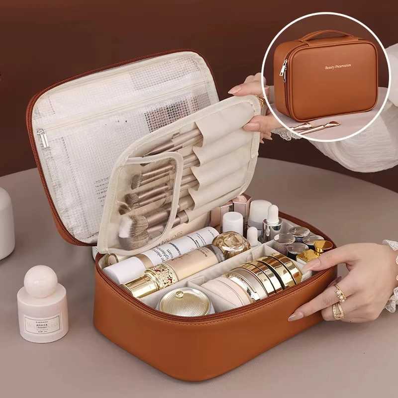 1pc Makeup Bag Hand-held Large Capacity Multi-layer Classified Storage Bag Portable Travel Toiletry Bag Organizer Y250808