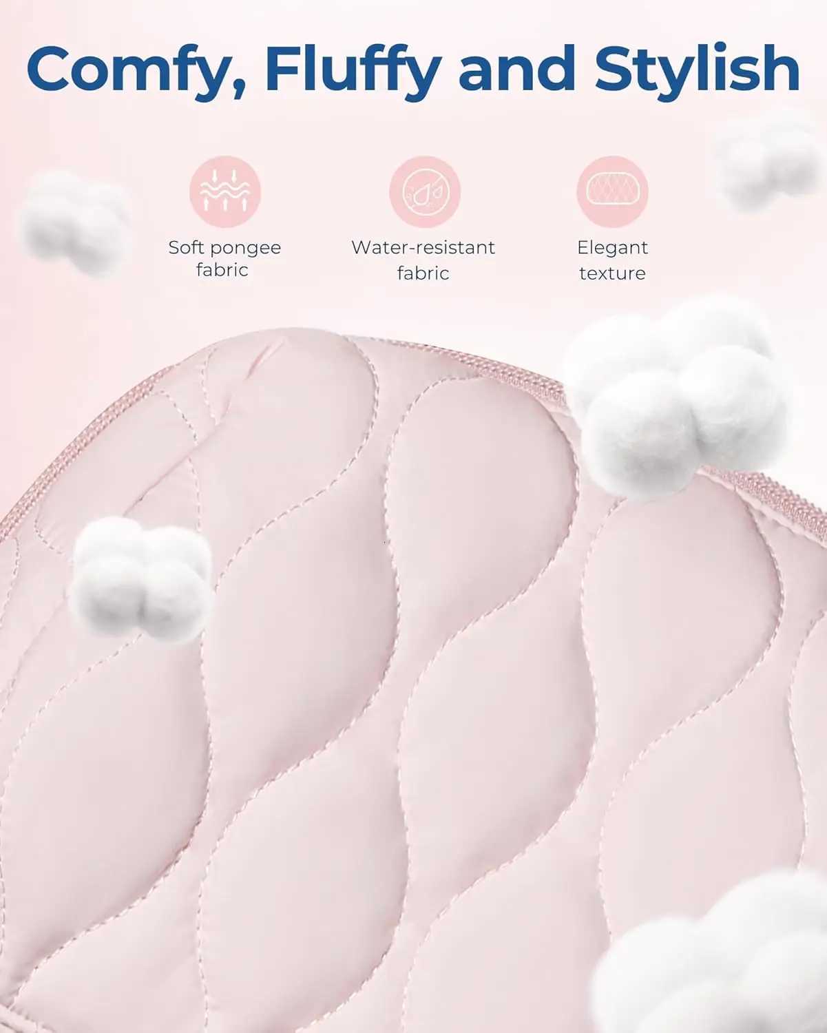 100% Fi Fluffy Padded Makeup Bag Storage Box Wide Zipper Bag Fi Daily Travel Portable Cosmetic Bag Y250808