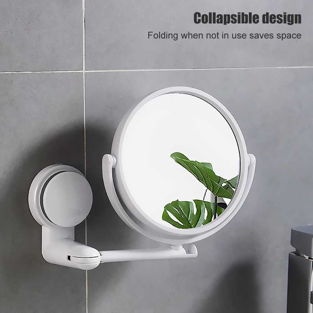 Wall Mirror Folding Arm Extend Bathroom Mirror Without Drill Swivel Bathroom Mirror Suction Arm Double Side Cosmetic Makeup Z250807