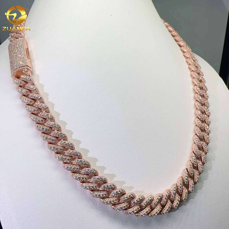 Custom Necklace Sterling Sier VVS Dia Moissanite Hip Hop Iced Out Cuban Link Chain