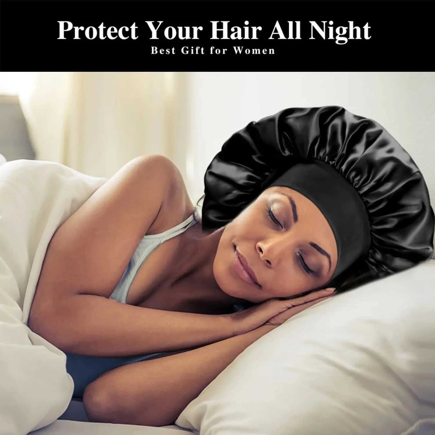 Satin Bonnet Hair Bonnet for SleepingSilk Bonnets for Black Women with Elastic Soft Band for Hair Care Z250808