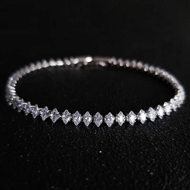 2.5*5mm New Marquise Oval Square Cut Luxury Silver Color on Hand Tennis Bracelet Bangle for Women Party Gift Jewelry Z250807
