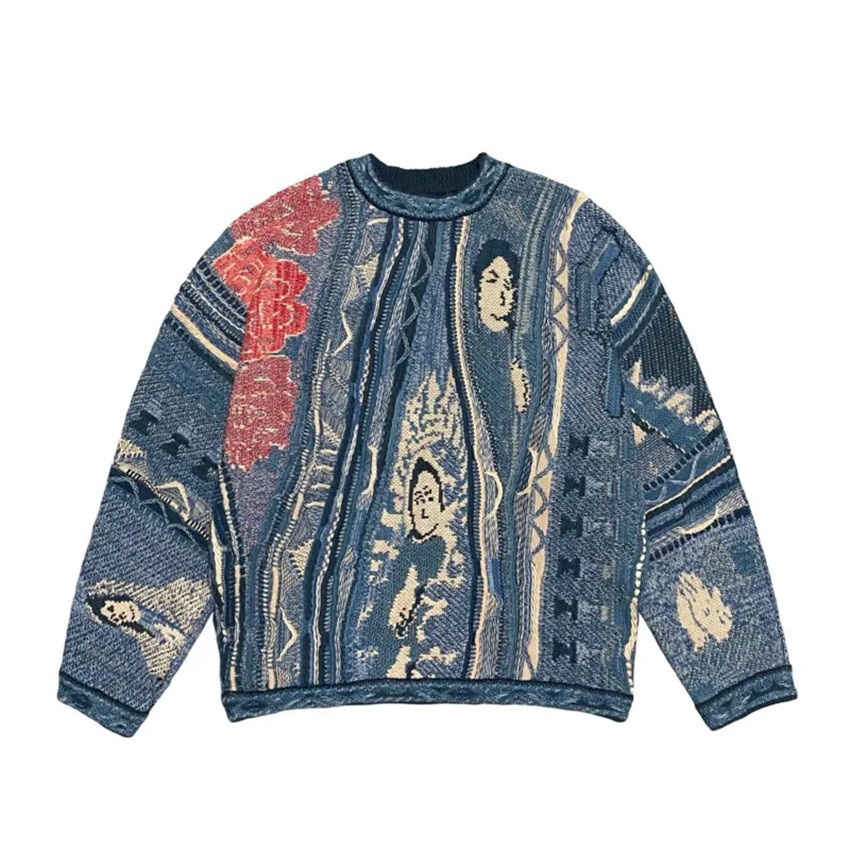 Designer men sweater autumn winter new retro fashion casual thick needle sweater printed men round neck sweater size XS-4XL