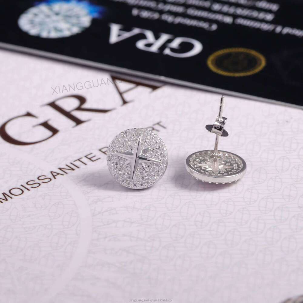 XG Dia Stud Round Style Sier VVS Moissanite for Woman Men Earrings Fine Jewelry