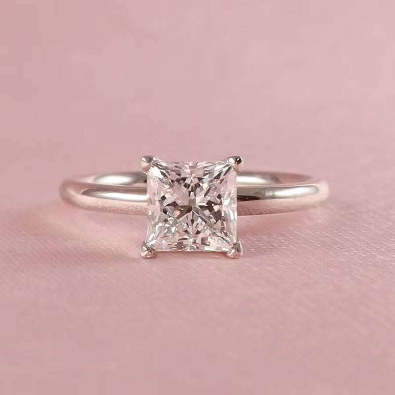 Solitaire 3CT Princess Cut Moissanite 14K White Solid Gold Rings Wedding Engagement Men Women Jewelry