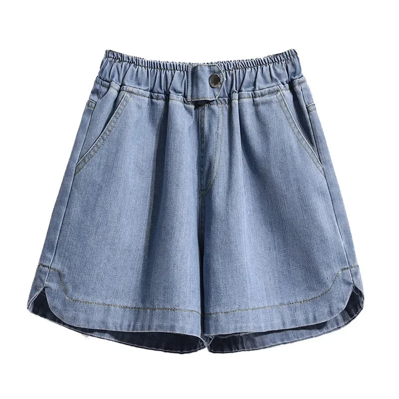 Plus Size High Waist Wide Leg Pants Denim Shorts Large plus Fat MM Fitted Jeans Short y250805