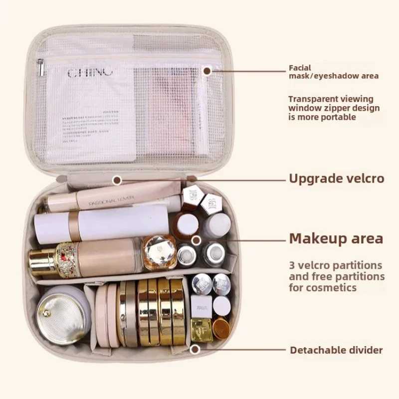 1Pc Detachable Womens Makeup Bag Portable Storage Bag Large Capacity Makeup Bag Travel Essential Toiletries Bag Storage Bag Y250808