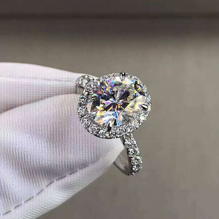 Custom Engagement 14K Real Gold 2-4ct Oval Cut VVS Moissanite Dia Wedding Ring for Women Gift