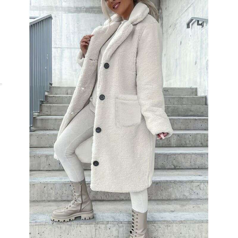 Women's Clothing Autumn And Winter Women's Fur Lapel Plush Long fur Coat