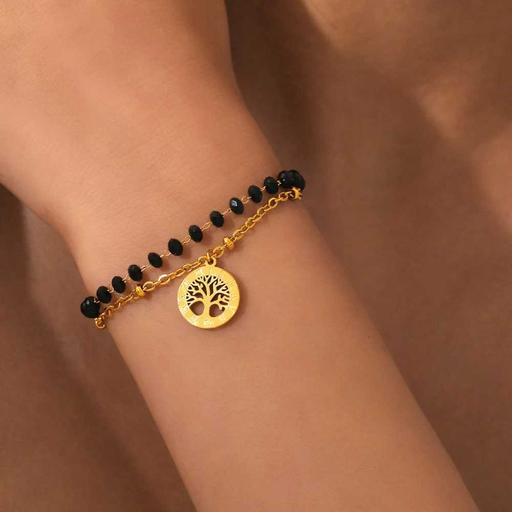 2023 New Design Vintage Elegant Stainless Steel Bracelets The Tree of Life Beaded Chain Fashion Bracelet for Women Jewelry Gifts Z250807