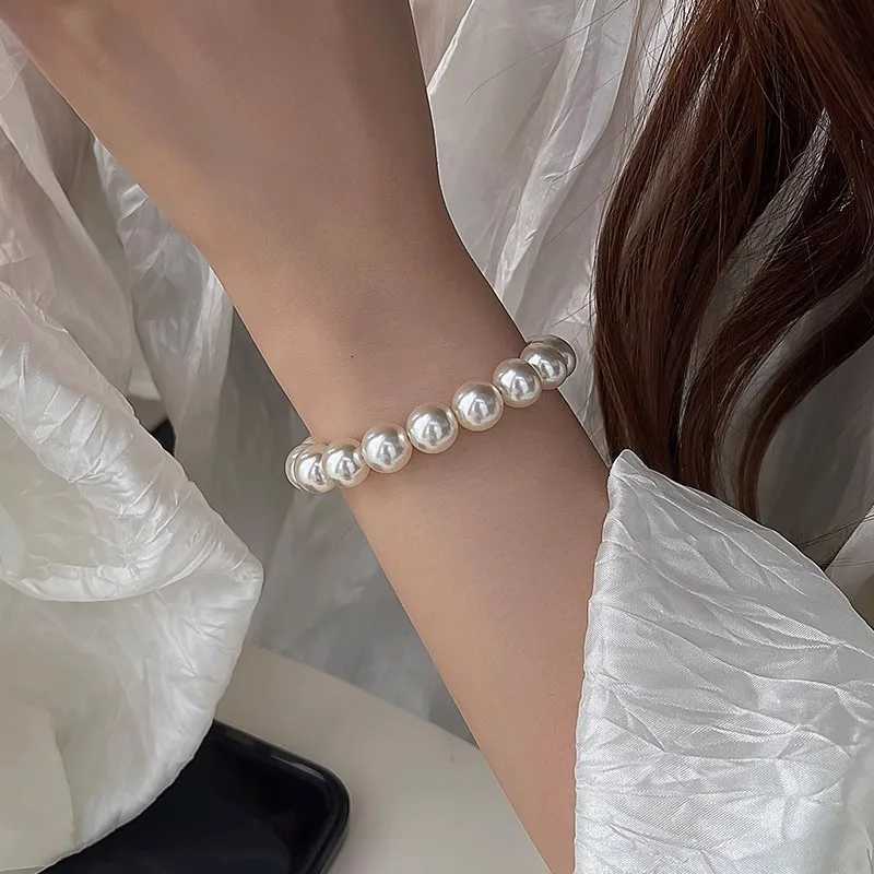 4MM-10MM French Retro Simple White Pearl Elastic Bracelet Womens Hand Bracelets Birthday Party Gift Fashion Jewelry Z250807
