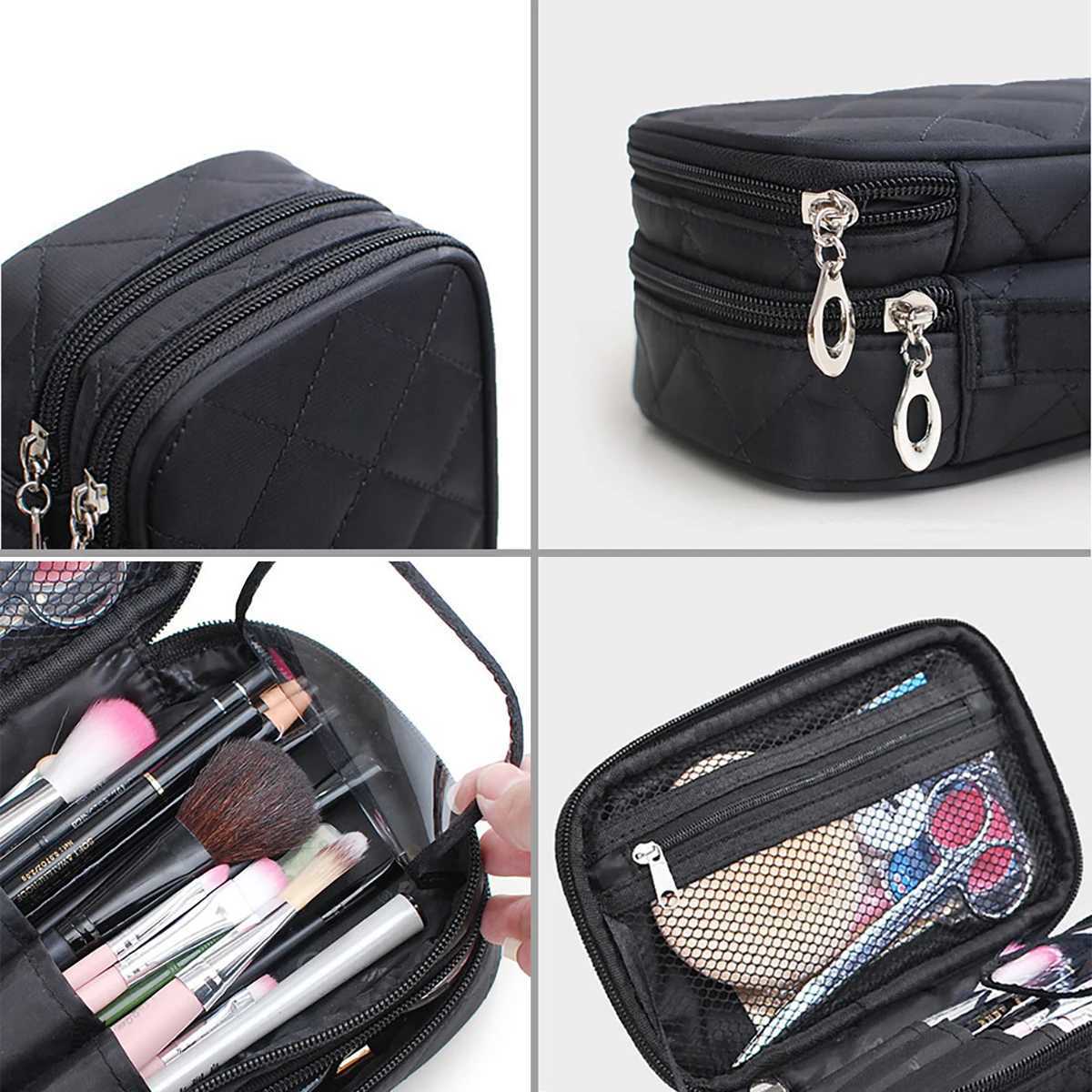 Double-Layer Multi-Functional Waterproof Cosmetic Bag Large Capacity Outdoor Travel Ladies Makeup Storage Bag Y250808