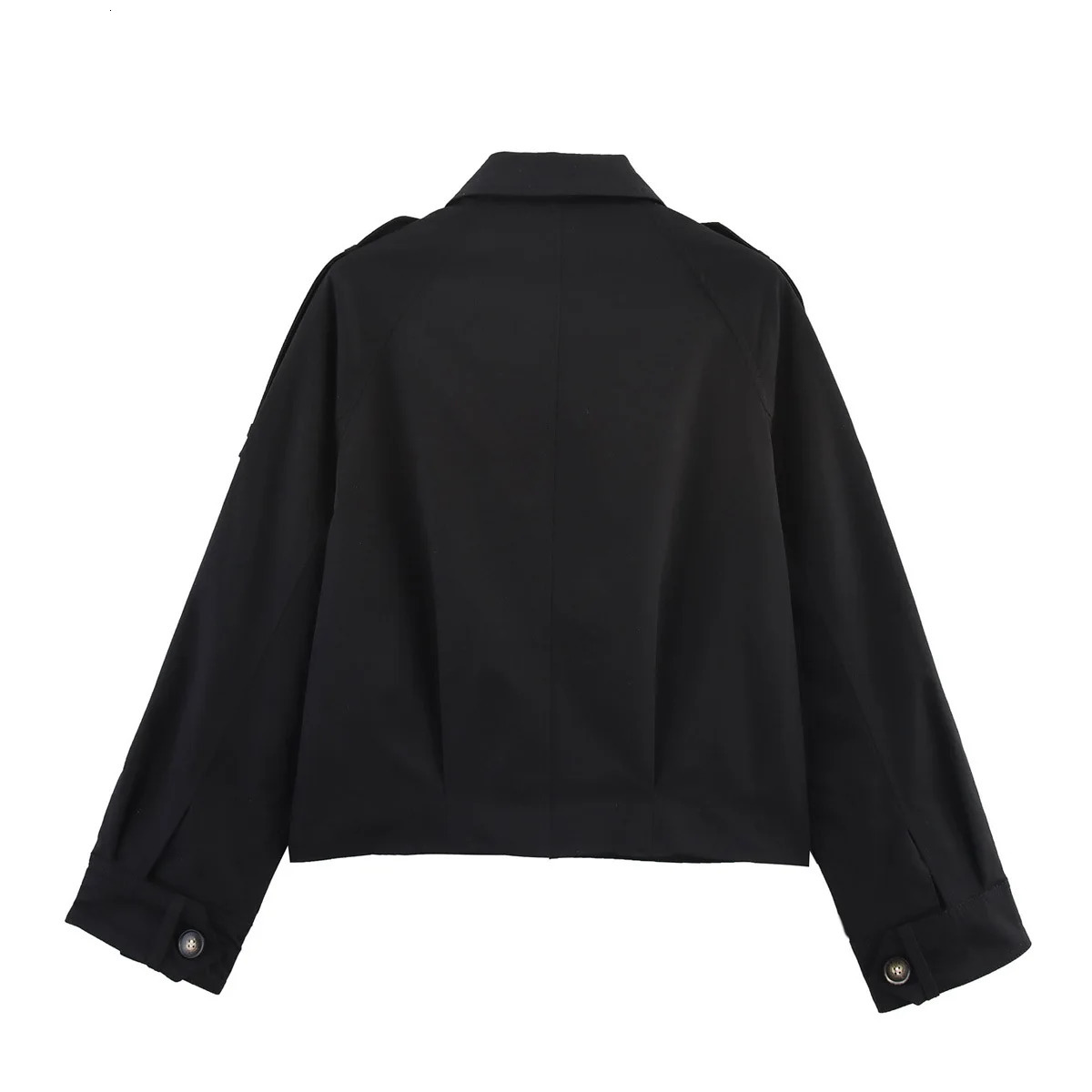 PB ZA2025 Summer Womens Casual Commuting Versatile Lapel Pocket Zipper Jacket Short Windbreaker 250728