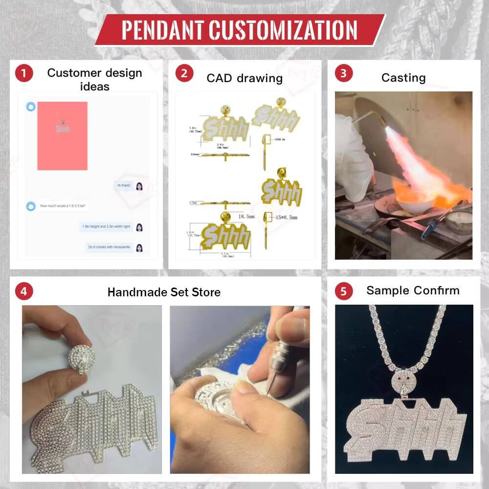 Custom Moissanite Round Pendant 925 Sterling Silver Pendant VVS Iced Out Diamond Moissanite Pendant