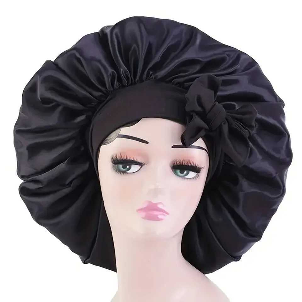 Satin Bonnet Silky Bonnet With Elastic Tie Band Adjustable Straps Hair Bonnet Jumbo Size For Sleeping Satin Bonnet Stretchy Tie Z250808