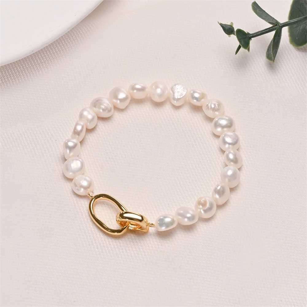 16cm 18cm 20cm Length 7-8mm Freshwater Pearl Bracelet Geometric Pattern Copper Clasp 2025 Newest Fashion Womens Bracelets Z250807