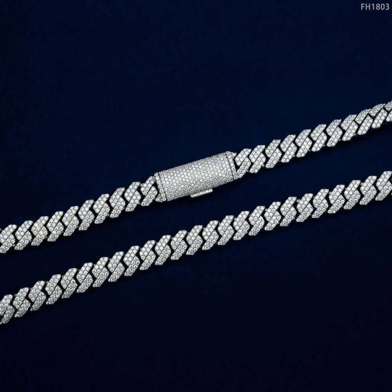 Wholesale Factory Price S Sterling Sier Hip Hop Jewelry Iced Out Vvs Moissanite 10mm Chain Cuban Link
