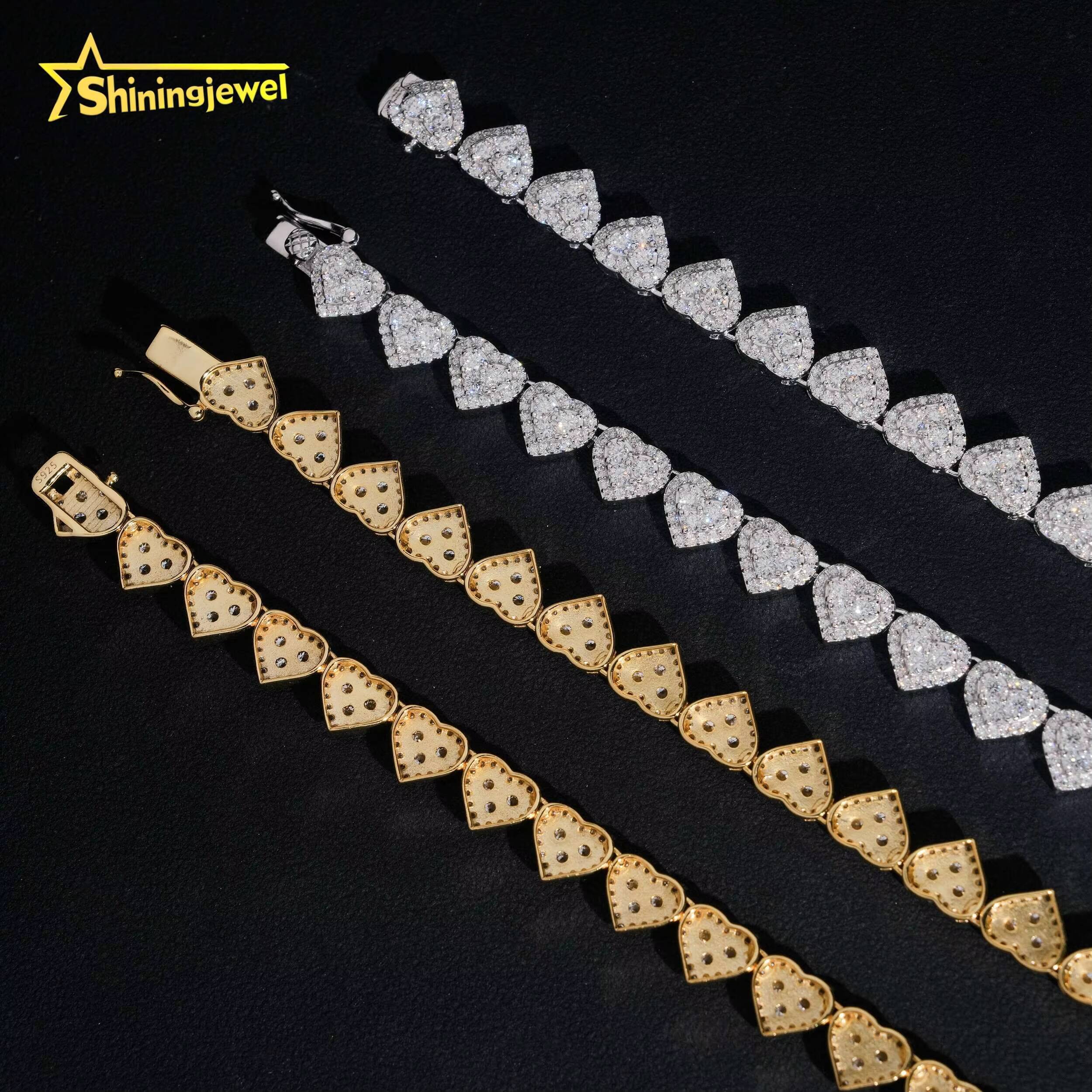 Hot Selling Heart Cuban Link Chain 925 Sterling Silver Moissanite Hip Hop Jewelry Custom Chains Men Iced Out Diamond Necklace