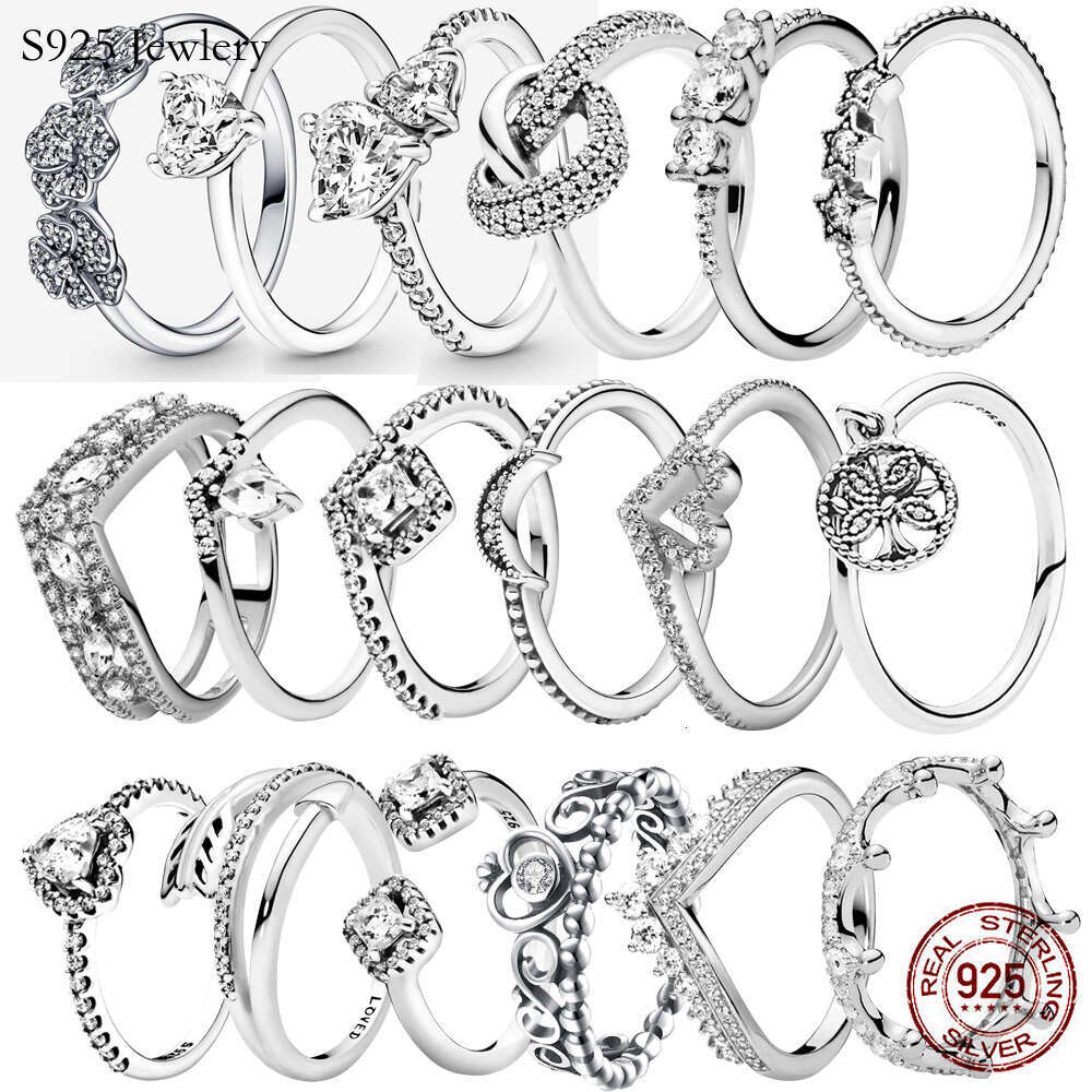 925 Sterling Silver Ring Primitive Crown Heart E Engagement Wedding Crystal Ring Jewelry Free Delivery
