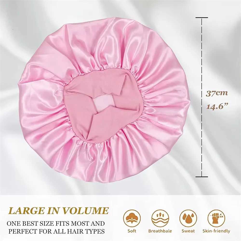 1/2/3pcs Newly Satin Night Hair Cap Womens Solid Sleeping Hat Sleep Care Bonnet Nightcap For Women Unisex Shower Cap Z250808