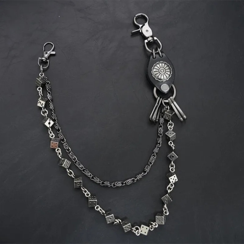 Mens Motorcycle KeyChain Jean Biker Belts Chain Skull Charm Leather Gothic Rock Pants Trousers Waist Key Mens 250807