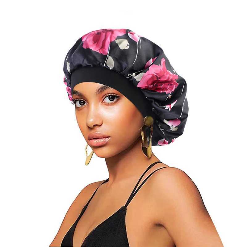 New Satin Hair Caps for Sleeping Women Bath Wide-brimmed Headwear Cover Hat Curly Hair Styling Accessories Hair Cap for Sleeping Z250808