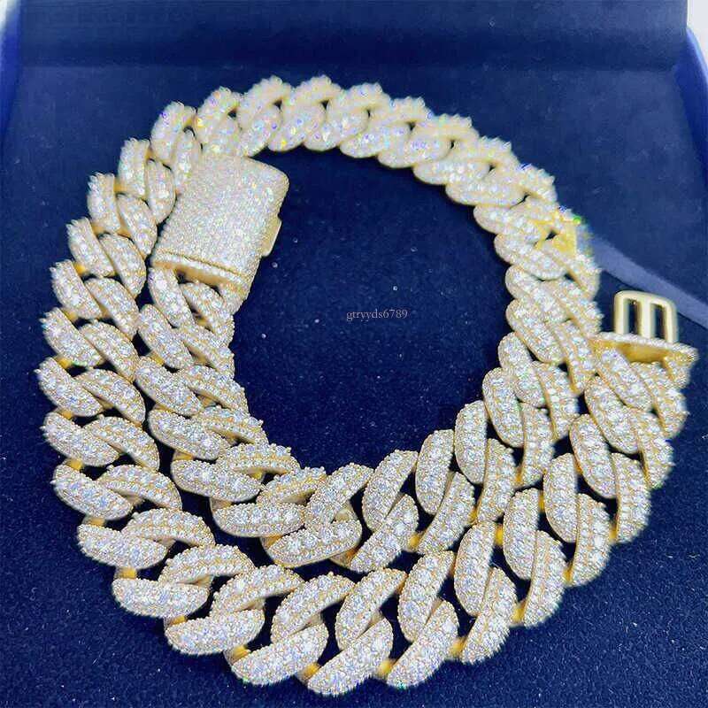 High designer necklace20mm22mm Hiphop Ice Cut Dia Miami Link Men's Necklace S Sterling Sier Moissanite Cuban Chain