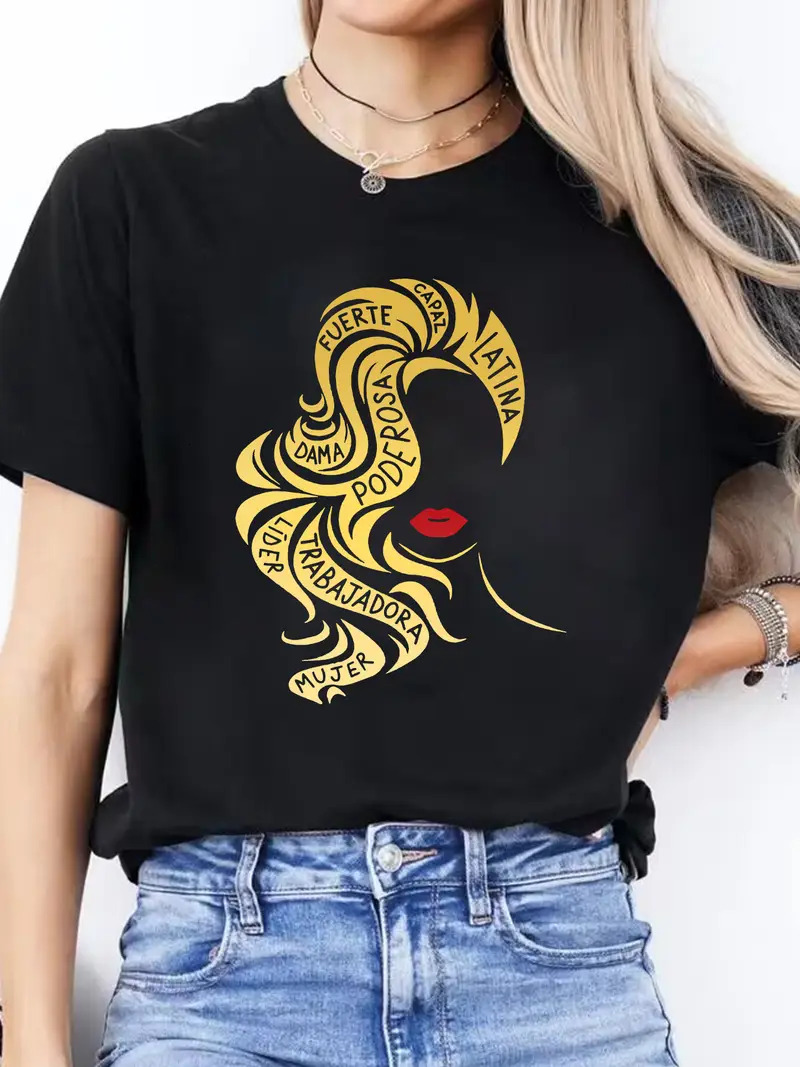 Woman Shirt Spanish letters shirt for woman designer Butterfly pattern print Summer new t shirt woman DIY Custom flower shirt woman 180g 100% cotton t