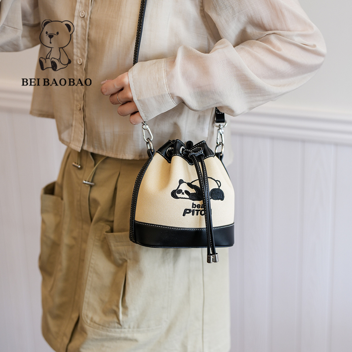 Bucket for Women, Solid Color Simple Style Handbag, Color-Block Design, Single Shoulder Crossbody Bag ddmymoon