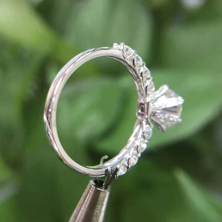 XingGuang 2ct Engagement Jewelry Gold D/VVS Clarity Moissanite 6 Prong Round Dia Minimalist Weeding Halo Ring for Women