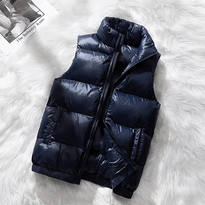 Winter Clothing Male Zipper Down Vest Jackets Casual Mens Waistcoat Winter Windproof Coats Vest Jacket Warm Sleeveless 250804
