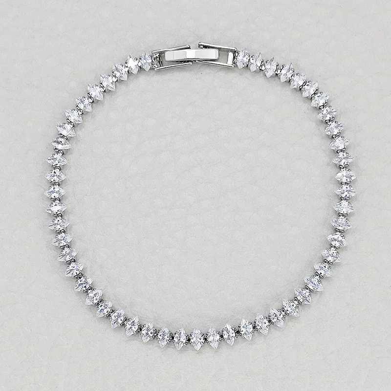 2.5*5mm New Marquise Oval Square Cut Luxury Silver Color on Hand Tennis Bracelet Bangle for Women Party Gift Jewelry Z250807