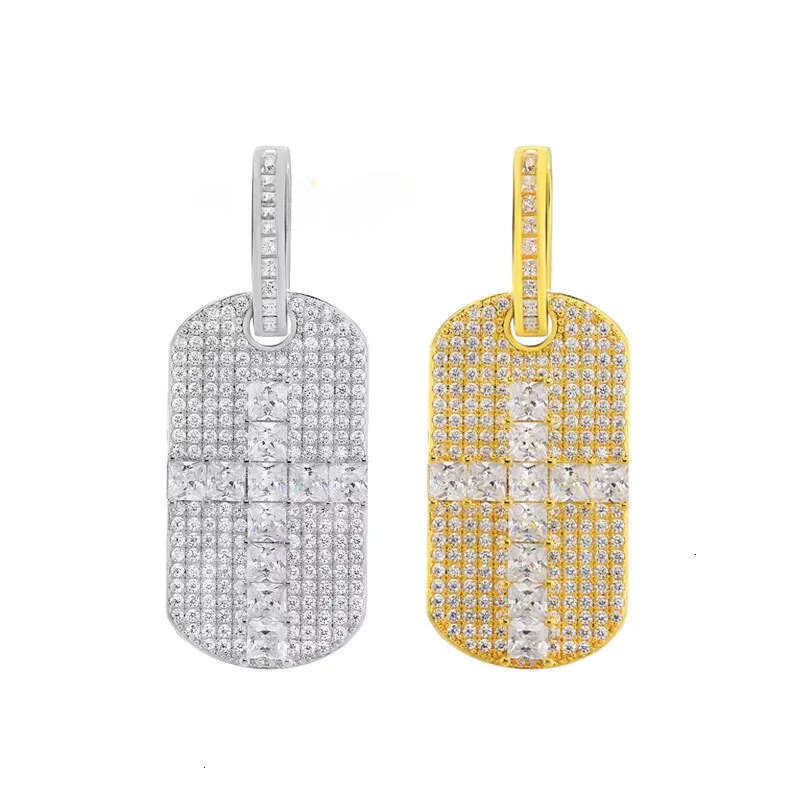 Wholesale Metal Stainless Steel Moissanite Cross Dog Tags Pendant