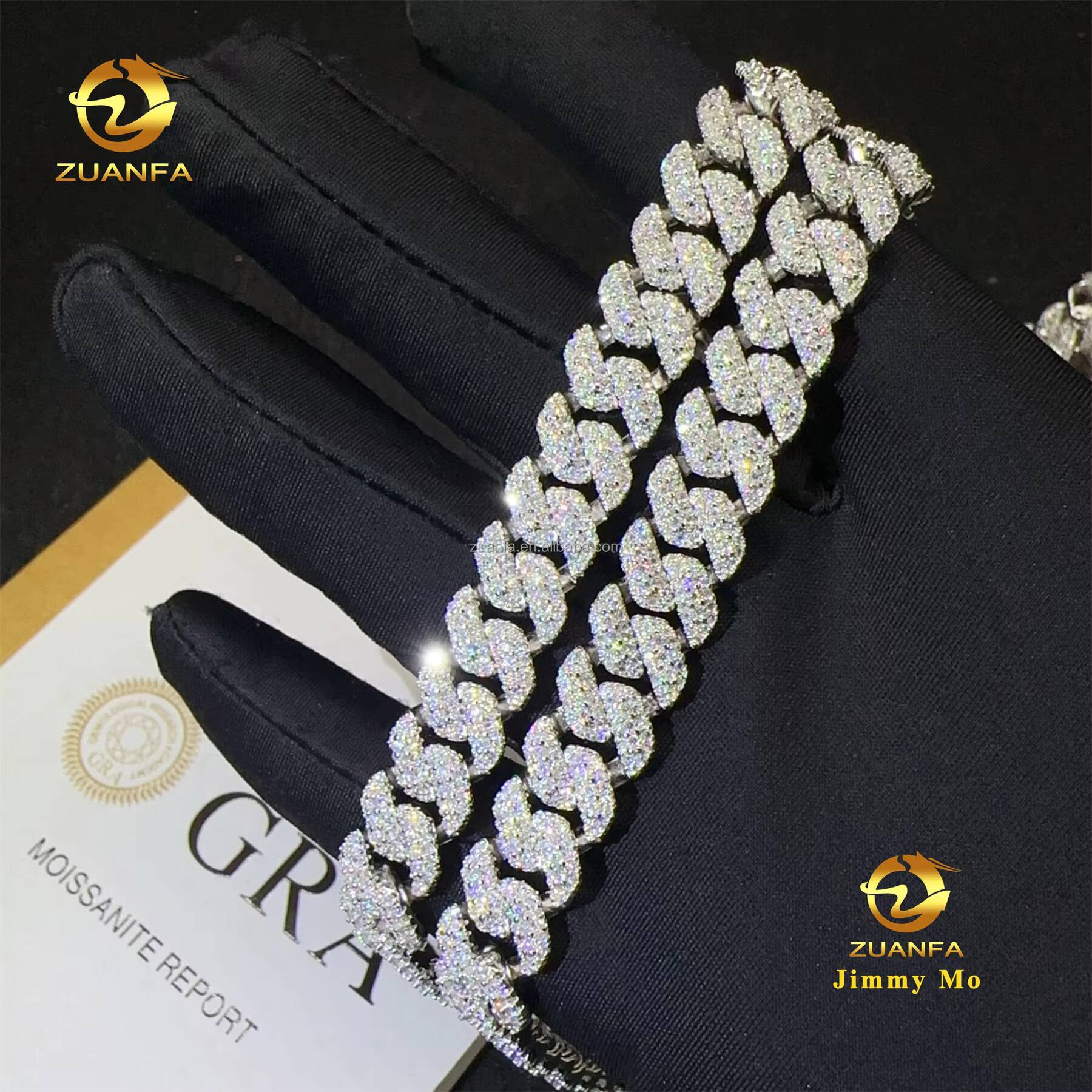 New Arrivals 10mm Fashion Hip Hop Style Jewelry Iced Out 925 Solid Silver VVS1 Moissanite Diamond Miami Cuban Link Chain Men