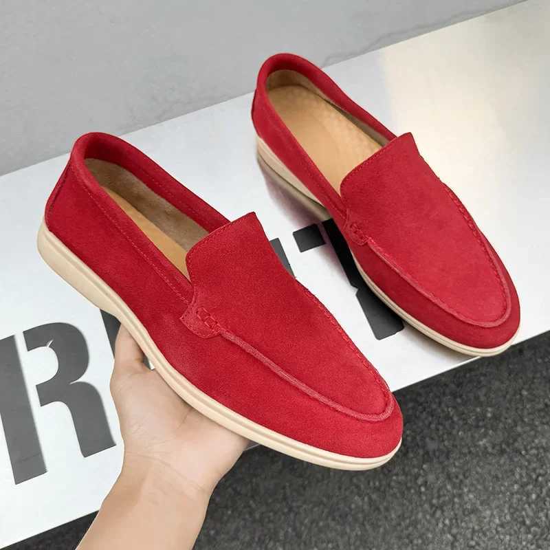 Men Classic British Style Loafers Moccasins Cow Suede Genuine Leather Fashion Mens Casual Shoes Mens Outdoor Driving Flats New W250808