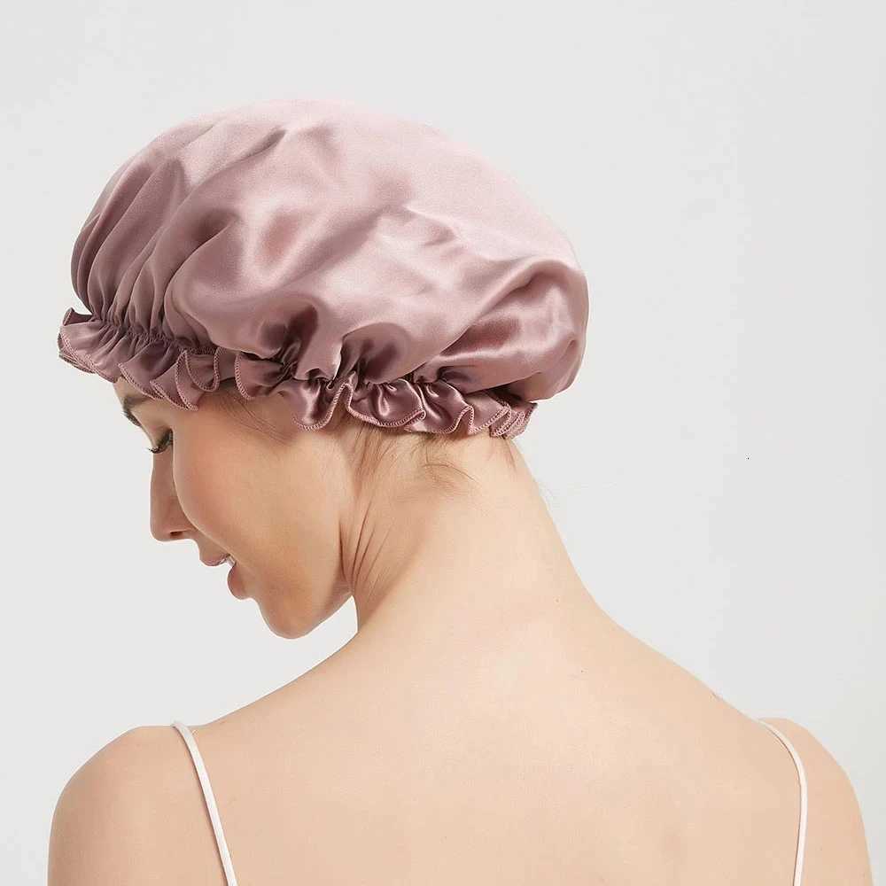 Mulberry Silk Night Sleeping Cap Bonnet Hats for Women Hair Wrap with Elastic Band 16 Momme Z250808