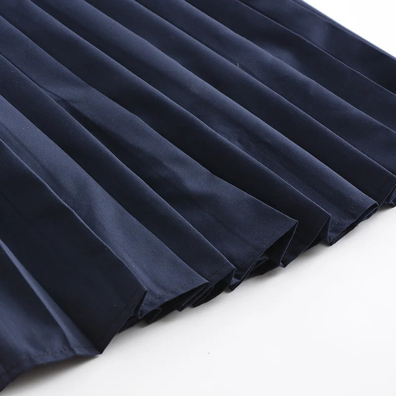 2025 Girls Japanese Korean School Uniform Student Dresses White Longsleeved Top Shirt Anime Form Navy Blue Vest Pleated Skirt 250729